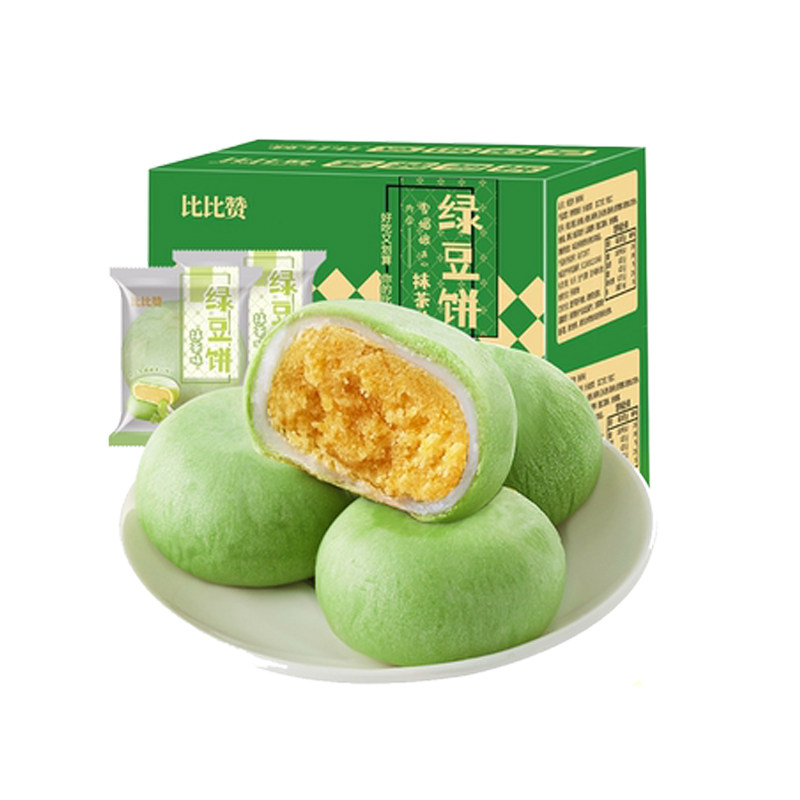 比比赞绿豆饼中式糕点心老式绿豆糕面包早餐零食小吃休闲食品批发