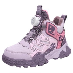 ABC SHIELD女童加绒保暖棉鞋2025秋冬防滑耐磨易清洗旋转扣休闲鞋