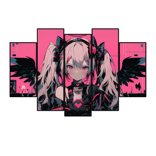 光武力·初音未来电竞房发光板动漫二次元挂画粉色miku装饰壁灯