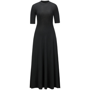 【商场同款】太平鸟短袖黑色针织通勤连衣裙女春装新款A1FAG131H