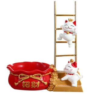 步步高升招财猫领导同事升迁乔迁礼物入户进门口玄关摆件钥匙收纳