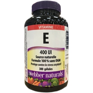 2瓶减10元加拿大直邮WEBBER韦博维生素E 400UI维他命E软胶囊300粒