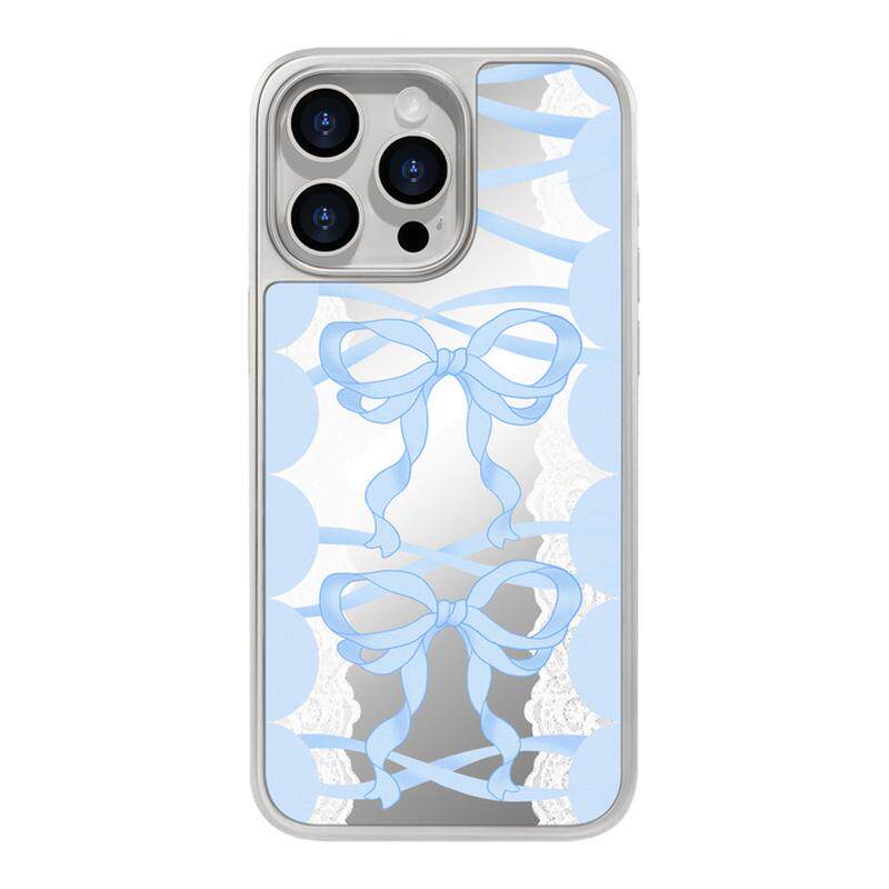 benefit韩风蓝色蝴蝶结蕾丝17适用于iphone16promax苹果15PRO碳纤维磁吸手机壳13新款14镜面小米15防摔三星