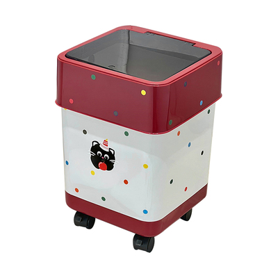 滑轮带盖垃圾桶新房结婚红色
