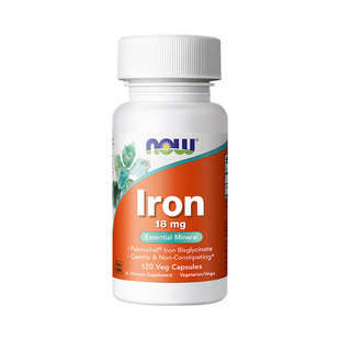 NOWfoods补铁孕妇气血铁剂甘氨酸氨基酸螯合铁元素女性美国诺奥