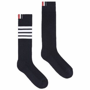 [3期免息]THOM BROWNE 四条纹混纺印花中筒运动袜