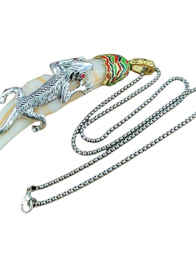 男士复古藏银仿真虎爪吊坠配件大号藏银镶嵌关公复古狼牙吊坠项链