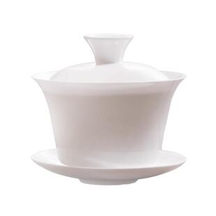 超薄胎高骨瓷马蹄盖碗高档白瓷家用三才大盖碗潮汕功夫茶杯茶具