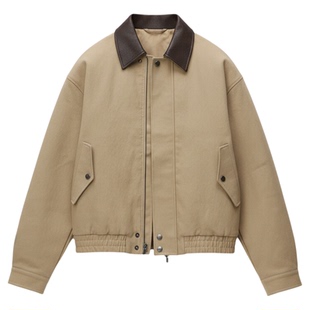 BSIJA/毕厶迦棉感羽绒服男款冬季加厚高级感拼接皮领保暖羽绒夹克