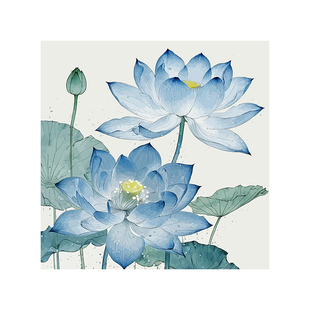 清正廉洁数字油画diy填充色自己涂手工作品荷莲花卉丙烯摆件装饰