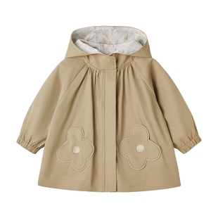 女童中长款风衣春秋小童洋气开衫春装儿童新款衣服女宝宝法式外套