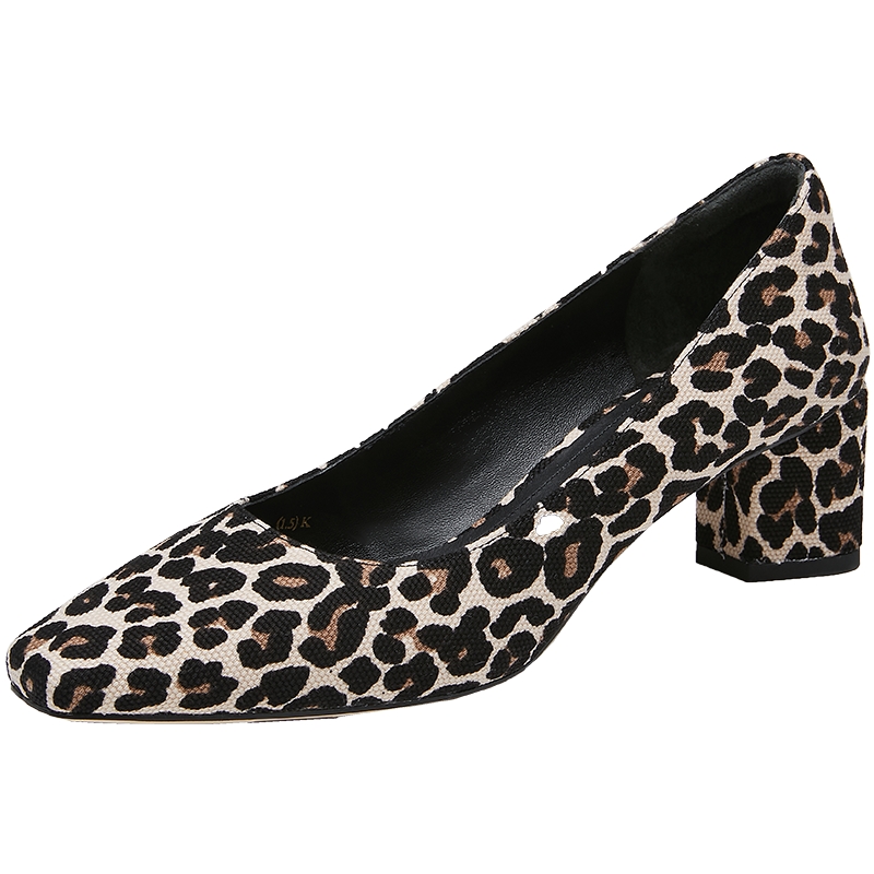 思加图新款气质一脚蹬高跟鞋单鞋粗跟浅口鞋女鞋ES806CQ4