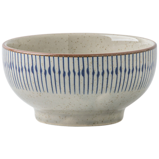 芦苇〖质朴蓝雨系列〗复古陶瓷家用深盘汤面碗高颜值手绘配套餐具