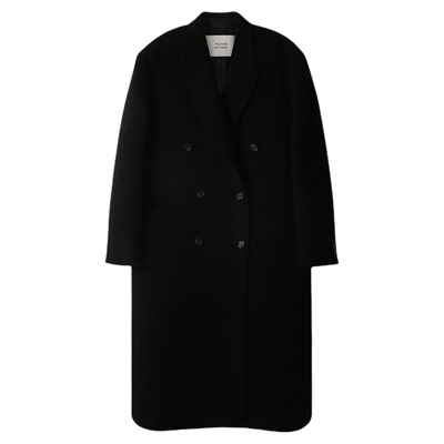 羊绒双层大衣连帽双排扣毛呢外套
