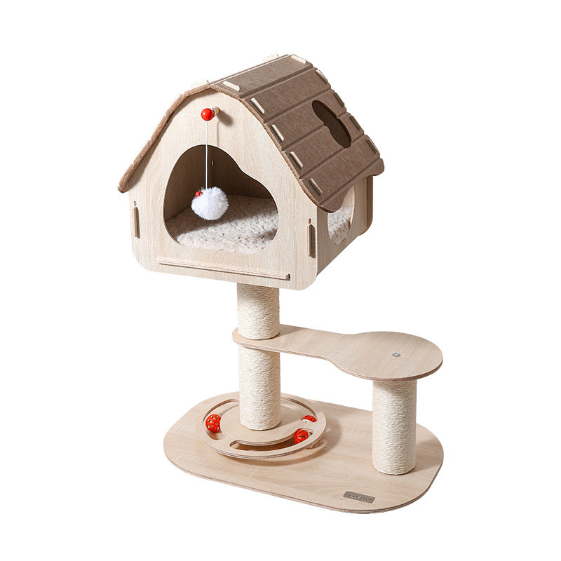 【petstar_树屋玩睡爬架】实木小户型不占地家用猫台抓柱猫窝猫树