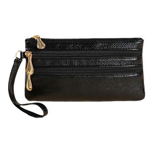 零钱包女长款简约软皮手拿包大容量薄款收纳小包包拉链钱袋手机包