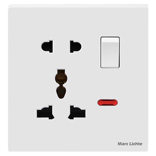 V9白色86型一开多功能万用五孔插座二三插国际通用带开关插座面板