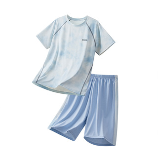 儿童夏季速干套装冰丝运动服短袖短裤男女童大童青少年两件套夏装