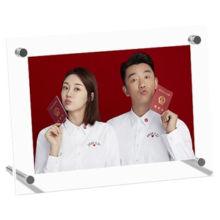 结婚登记照相框洗6寸证件照片做成亚克力婚纱情侣纪念册礼物摆台