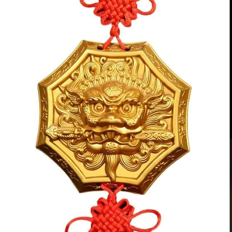 大门对电梯口摆件瑞君黄铜吞口