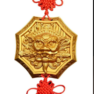 纯铜睚眦狮咬剑牌八角狮吞口剑牌铜狮子头挂牌对电梯口办公室礼品