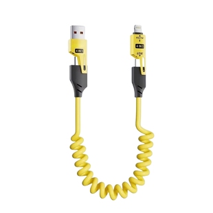 四合一弹簧伸缩数据线车载carplay超级快充适用于苹果华为oppo荣耀多功能iphone16充电器线65w数据传输