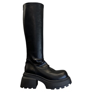 韩国弹力靴~显腿长显瘦厚底粗跟增高瘦瘦高筒靴骑士靴女长筒靴