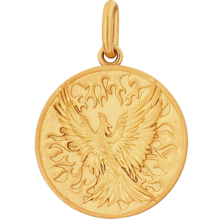 凤凰涅槃浴火重生 足金吊坠18K黄金铂金纯金小众原创设计男女项链