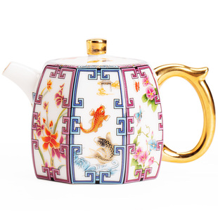 德化白瓷茶壶手工描金珐琅彩陶瓷壶家用单壶带过滤功夫茶具泡茶壶