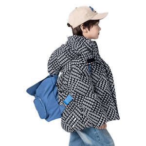 鸭鸭羽绒服男童潮流满印加厚短款美式百搭校园冬季中大童装外套HF