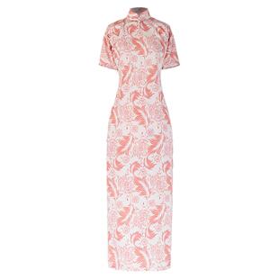 明春锦羽丨一城风絮丨夏季中式复古风短袖全开襟盘扣提花旗袍汉服