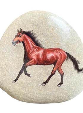 石头摆件中式玄关手绘饰品