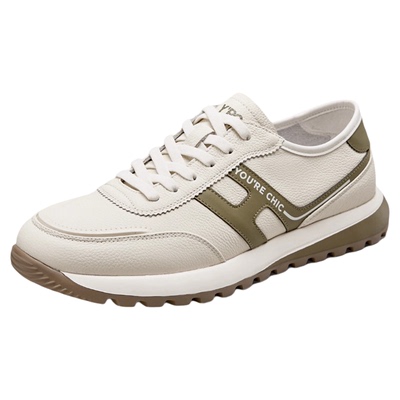 YRC轻便真皮板鞋男士2025春季新款软面不累脚百搭运动散步德训鞋