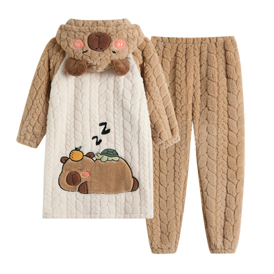 儿童睡衣高端法兰绒卡通卡皮巴拉