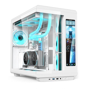 硕一 鲲鹏CH1+台式机电脑ATX机箱白色侧透屏幕数显海景房360水冷