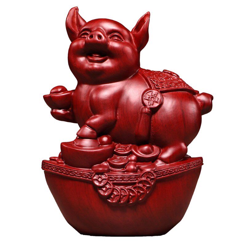 红色木头十二生肖摆件吉祥物木质