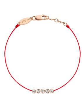 红绳女士5颗钻石圆形时尚手链