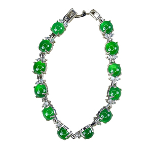 天然冰种绿玉髓手链女款翡翠色镶嵌宝石碧玉色手串爆款玛瑙手链子