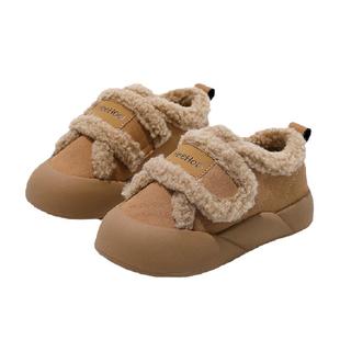 英氏童鞋宝宝棉鞋冬季新款低帮加绒保暖儿童鞋子女童面包鞋男童鞋