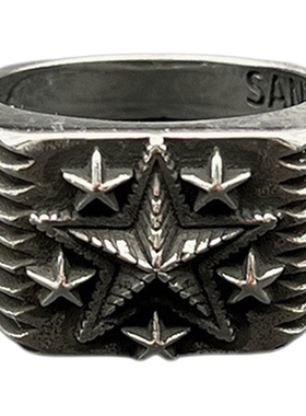 s925纯银克罗伈复古印章戒指男五角星cody sanderson风格霸气指环