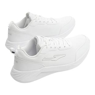 鸿星尔克纯白男鞋秋冬新款皮面防水跑步鞋红星正品软底回弹运动鞋