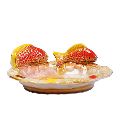 创意猫头鹰鱼盘小鸟兔子陶瓷工艺品钥匙收纳果盘桌面摆件家居装饰