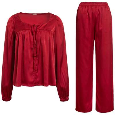 春秋薄款性感丝质女士睡衣套装