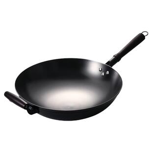 十九叔铁锅长手柄款物理不粘锅无涂层不易生锈炒锅传统生铁锅正品