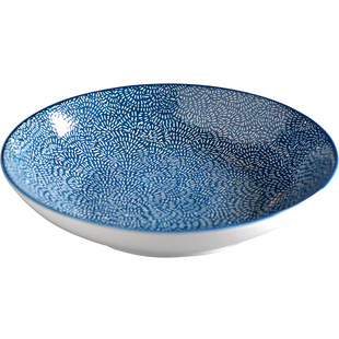 Dinner plate釉下彩印花盘子家用陶瓷手绘描边菜盘餐盘汤盘拍照盘