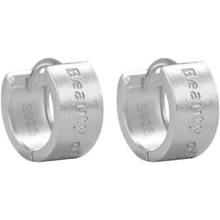 通体纯银耳环素圈耳扣耳骨钉高级感耳钉女秋冬耳饰宽耳圈2026新款