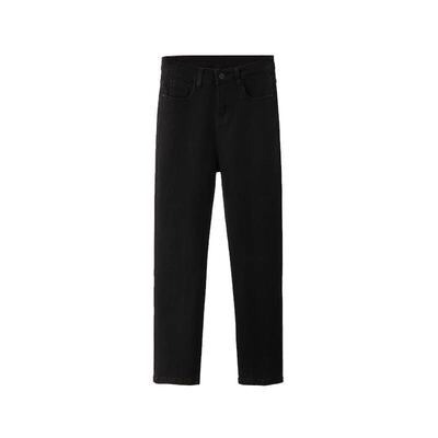 牛仔裤复古直筒黑色弹性