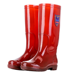 秋冬季加绒保暖茶色男士高筒速干雨鞋无里布厚底耐磨水靴耐油胶靴