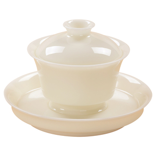 钰铨龙门 盛世江山盖碗 冰清玉洁升级版德化传统中国白纯手工制作