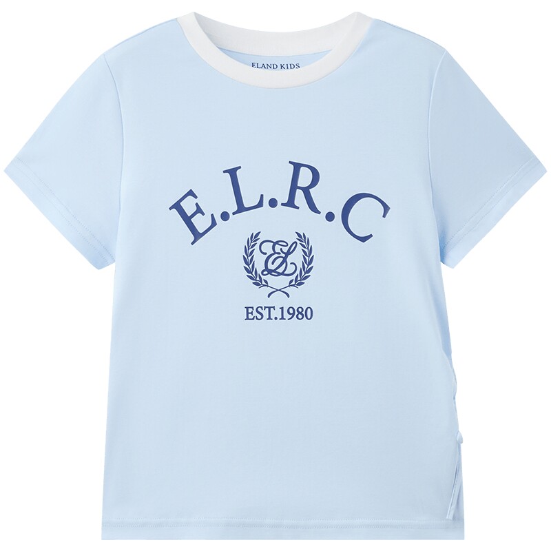 elandkids女童撞色印花短袖